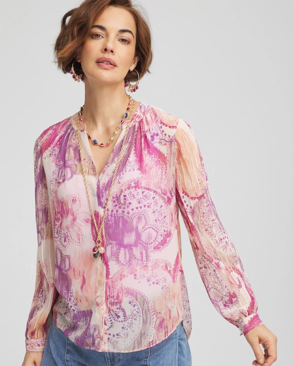 カシニョール 、【MAUVE BLOUSE WITH JABOTS】、日本未発売 カシニョール 、【MAUVE BLOUSE WITH JABOTS】、日本未発売